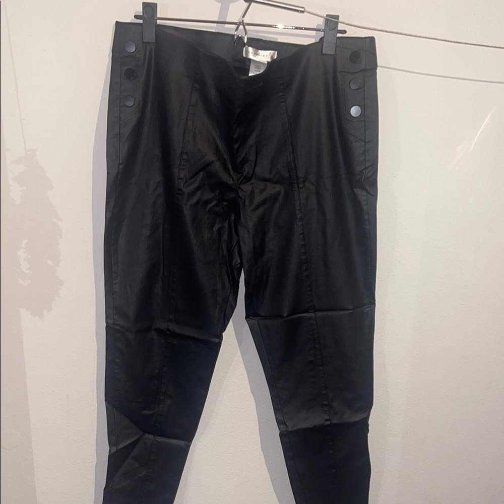 NEW Retrology Black Leather Button-Detail Pants Size XL
